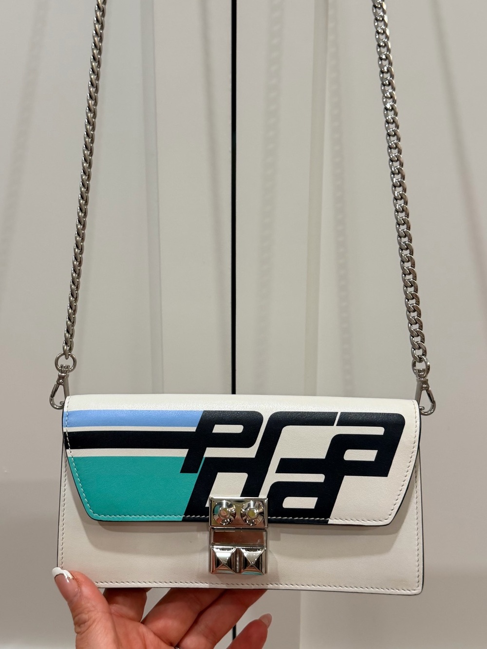 PRADA Elektra Wallet on Chrome Chain Printed Leather - With PRADA Dustie✨ - Picture 4 of 14